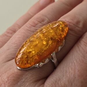 🧡 Amber Oval Statement Ring
